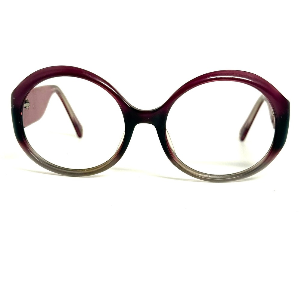 Coach Round Eyeglass Frames Burgundy Pink Gradient Logo Temples 130mm